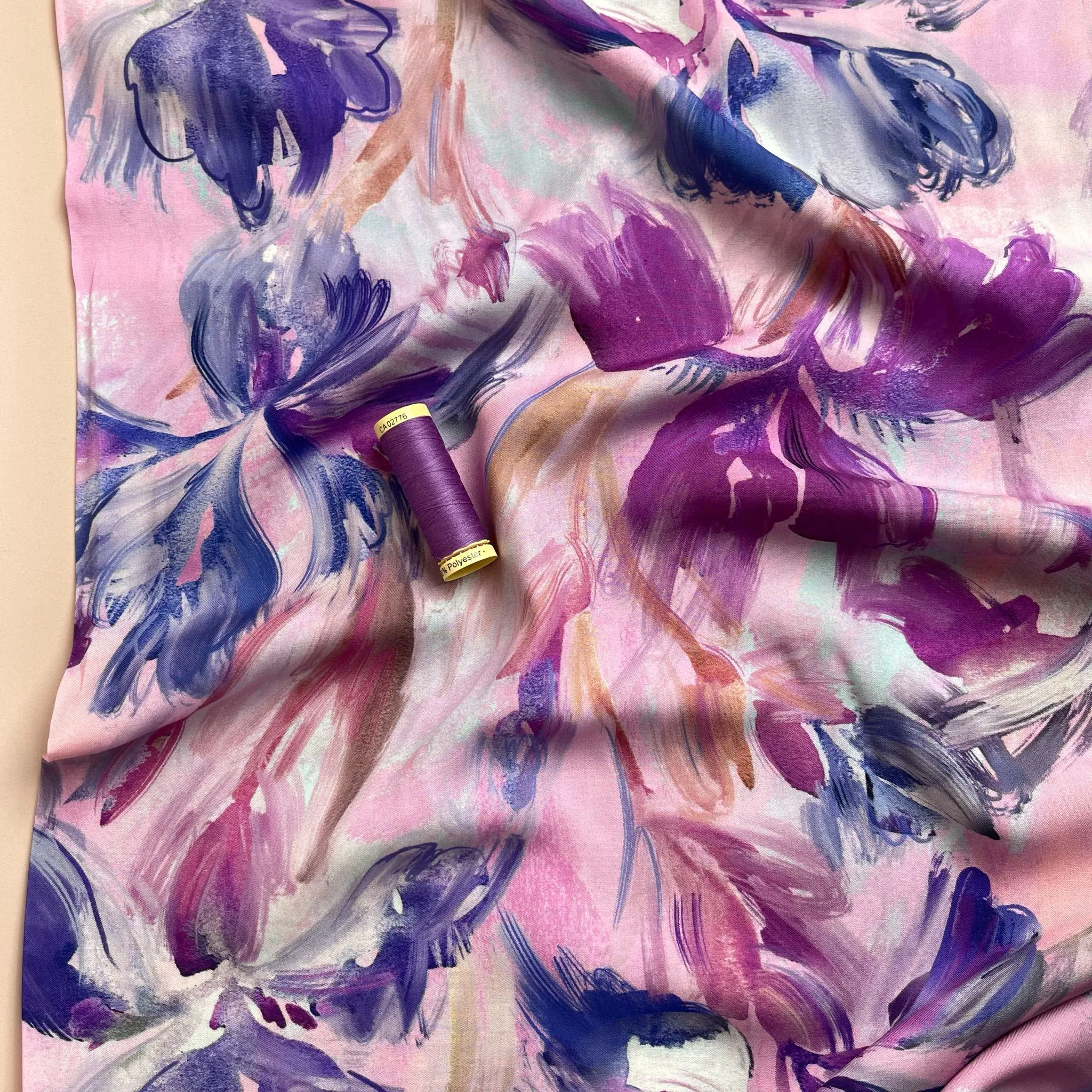 Watercolour Tulips Viscose Fabric
