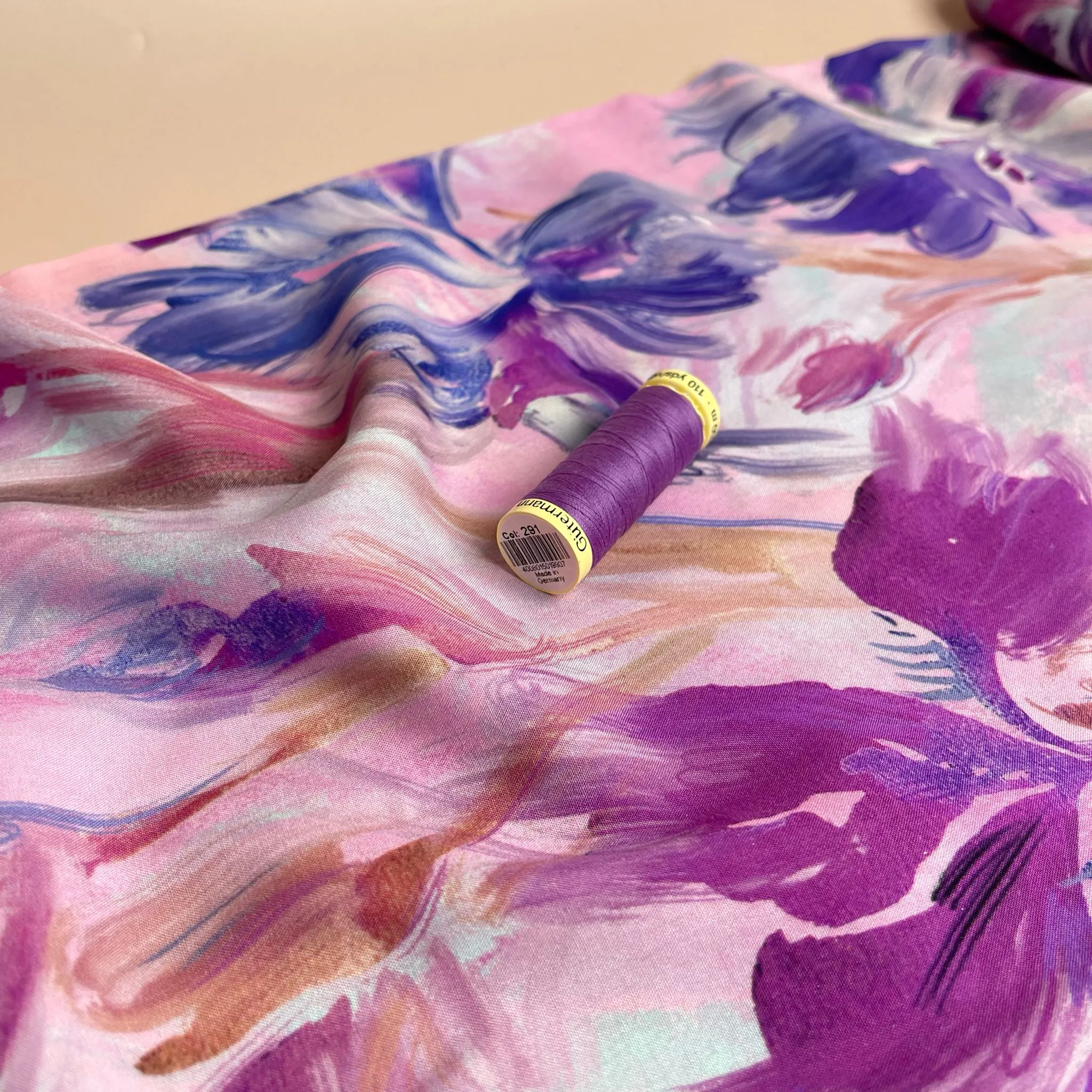Watercolour Tulips Viscose Fabric