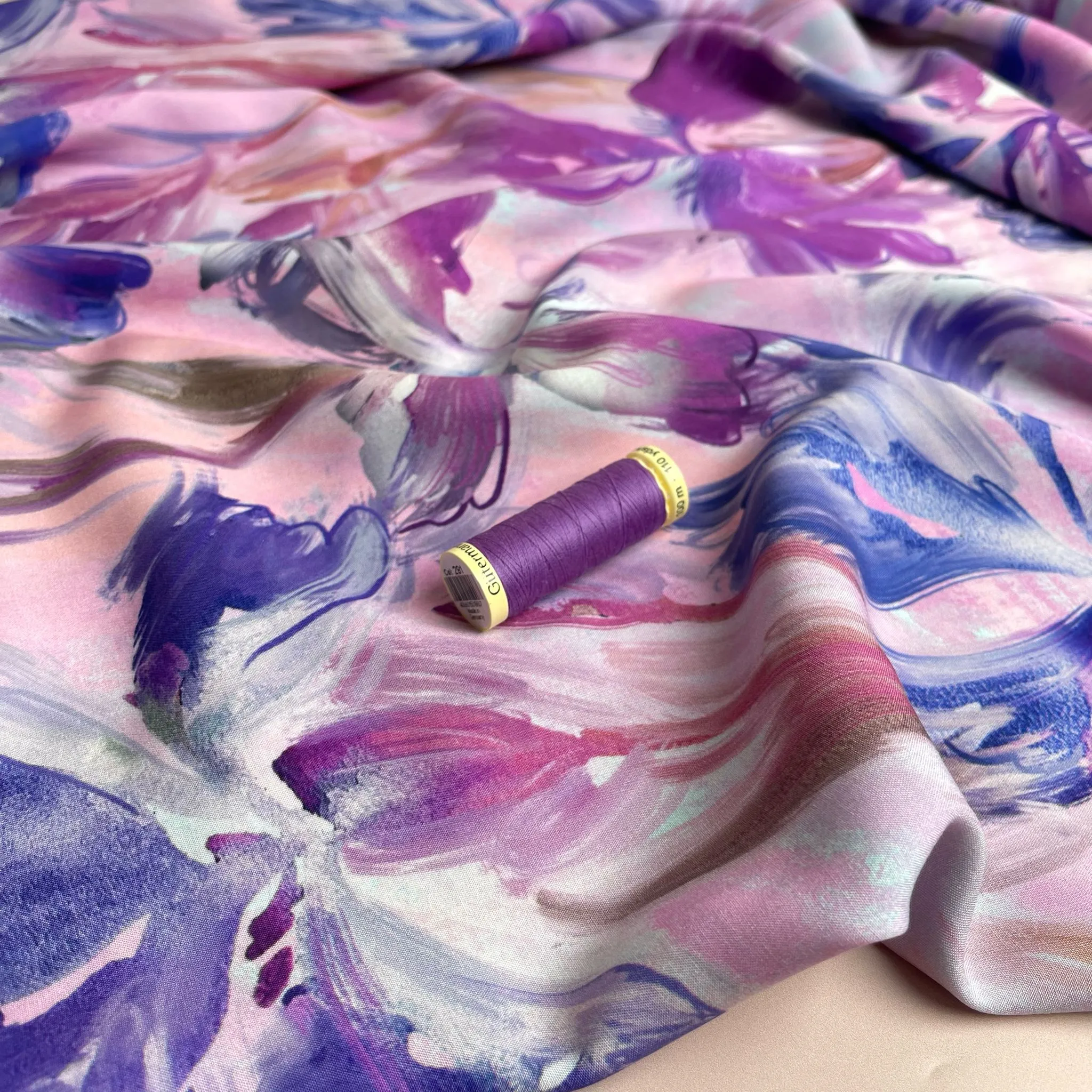 Watercolour Tulips Viscose Fabric
