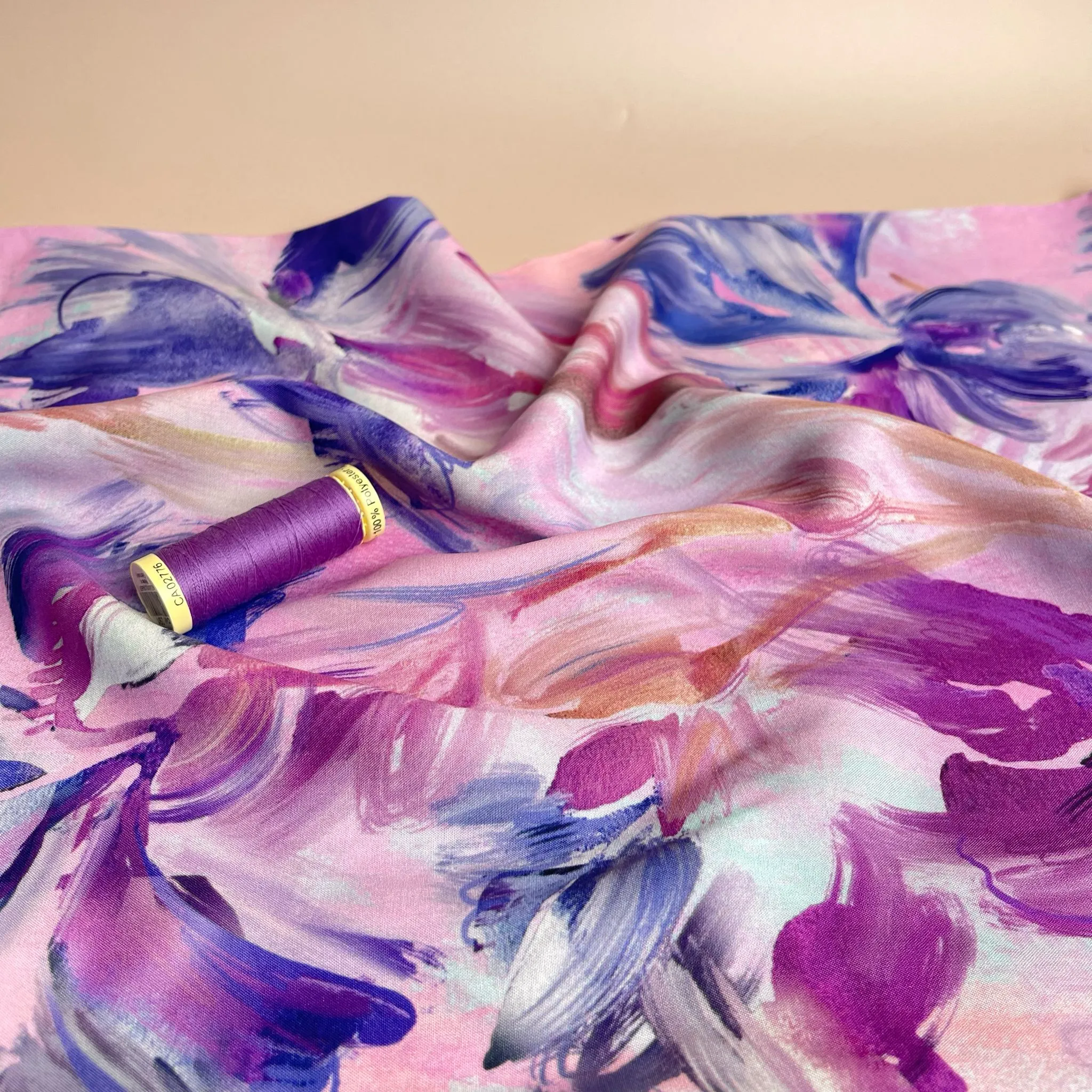 Watercolour Tulips Viscose Fabric