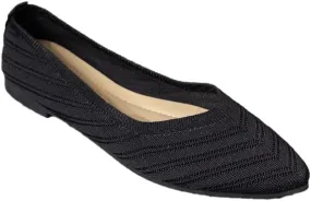 Womens Casual Soft Flat Shoes Ballerina Walking Flats Shoes Knit Ballet Flats Ladies Comfortable Pointed-Toe Dressy Shoes