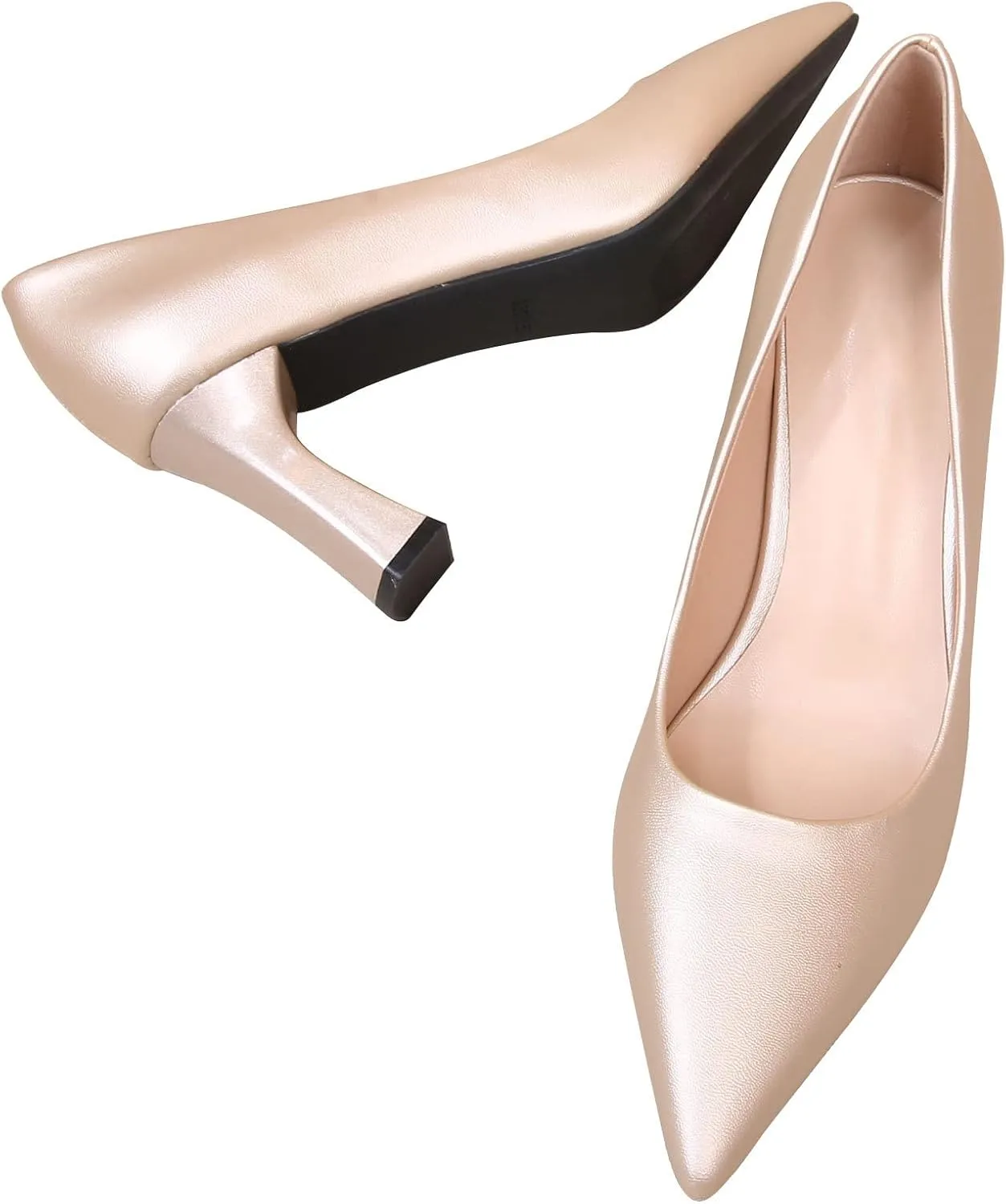 Women's Closed Pointed Toe Chunky Block High Heels Slip On Office Wedding Dress Pumps Shoes for Women 3 Inches